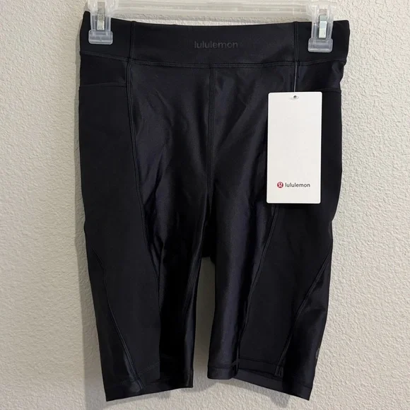 Lululemon Satin Shine Panelled High Rise Black Short 8” Smooth Quick Dry Soft - Picture 2 of 7